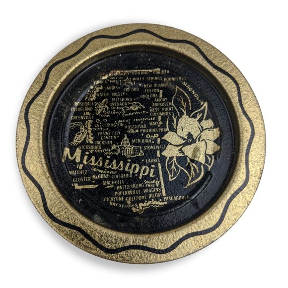 Decorative Mississippi 3.5 inch Round Metal Coaster Ashtray Dish 2 Pieces - Picture 2 of 6